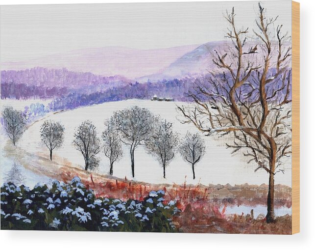 Ruskins View Wood Print featuring the painting Ruskin's View in Winter by Nigel Radcliffe