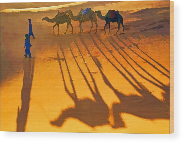Maroc Wood Print featuring the photograph Sahara Shadows by Dennis Cox