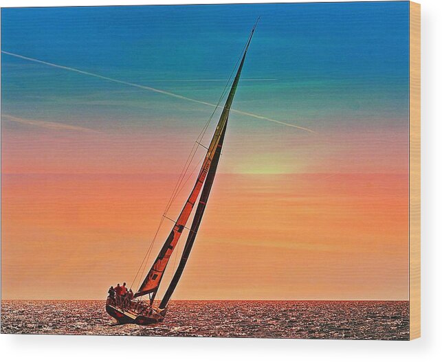 Nature Wood Print featuring the photograph Sailing Boat Nautical 3 by Jean Francois Gil