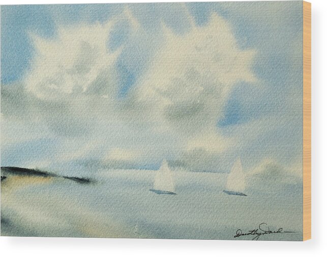 Bay Wood Print featuring the painting Sailing into A Calm Anchorage by Dorothy Darden