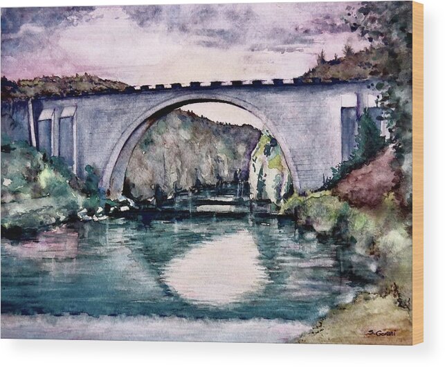 Saint Bridge Wood Print featuring the painting Saint Bridge by Geni Gorani