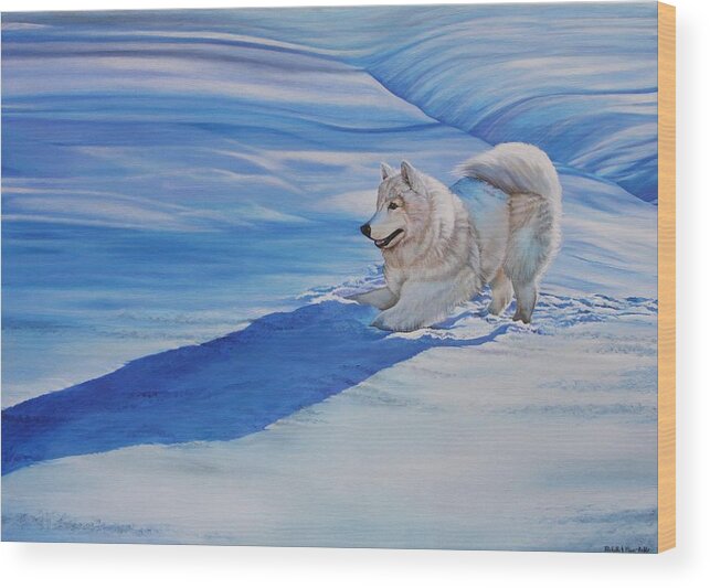 Samoyed Wood Print featuring the painting Samoyed by Michelle Miron-Rebbe