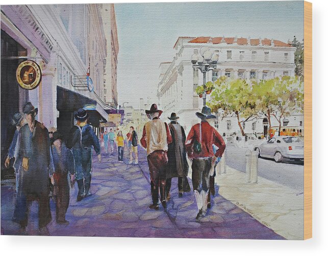Visco Wood Print featuring the painting San Antonio Cowboys by P Anthony Visco