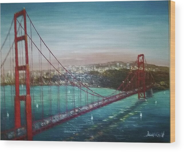 City Wood Print featuring the photograph San Francisco And The Golden Gate Bridge by Jay Milo
