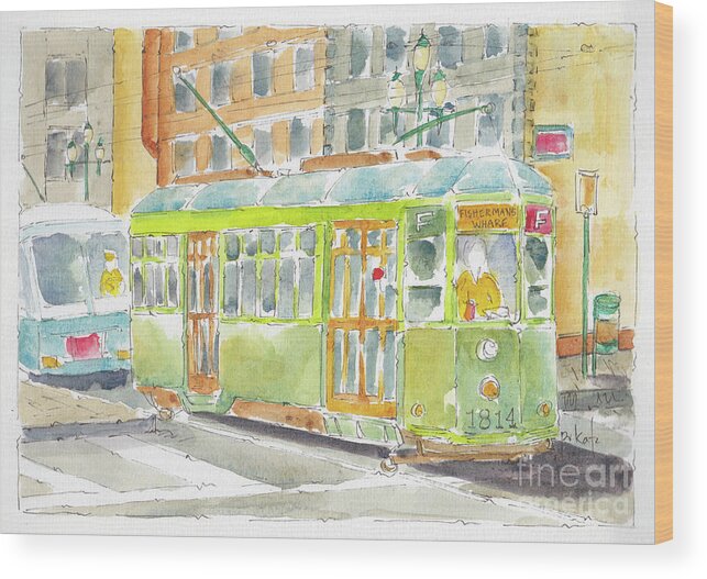 Impressionism Wood Print featuring the painting San Francisco Streetcar by Pat Katz