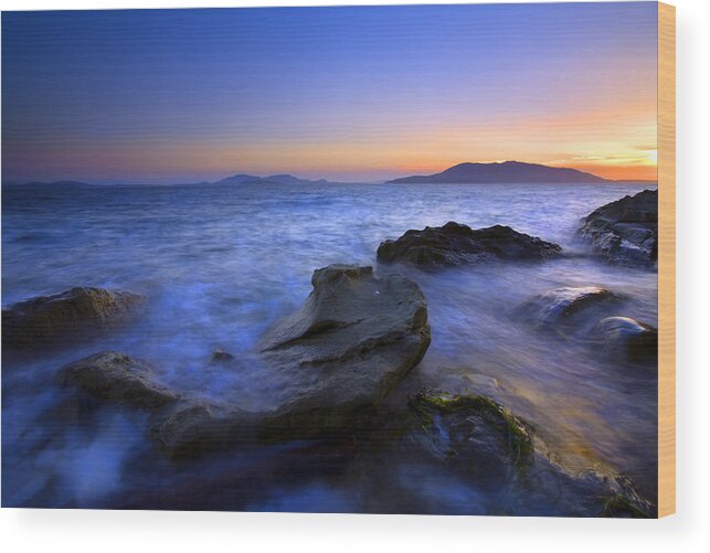 Sunset Wood Print featuring the photograph San Juan sunset by Michael Dawson