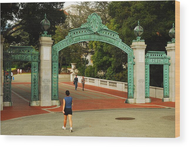 Berkeley Wood Print featuring the photograph Sather Gate Berkeley by James Kirkikis