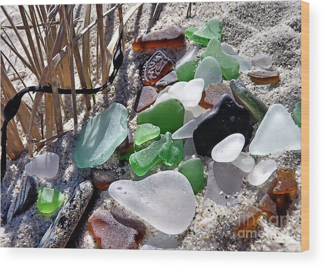 Sea Glass Wood Print featuring the photograph Sea Glass on White Horse Beach by Janice Drew