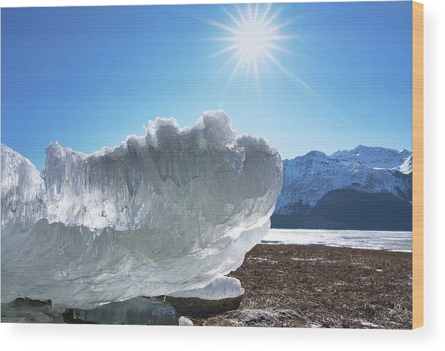 Alaska Wood Print featuring the photograph Sea Ice glowing with the sun by Michele Cornelius
