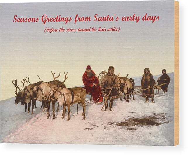 Richard Reeve Wood Print featuring the photograph Seasons Greetings from a Young Santa by Richard Reeve