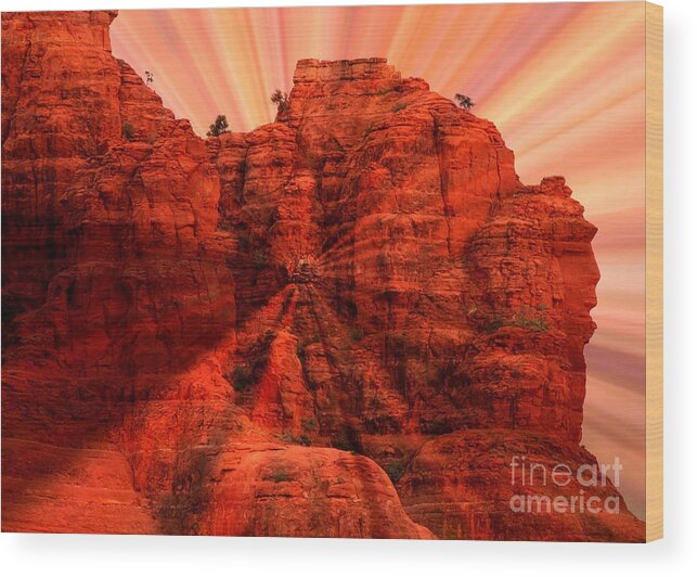 Sedona Wood Print featuring the photograph Sedona Sunset Energy - Abstract Art by Carol Groenen