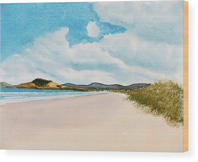Afternoon Wood Print featuring the painting Seven Mile Beach on a calm, sunny day by Dorothy Darden
