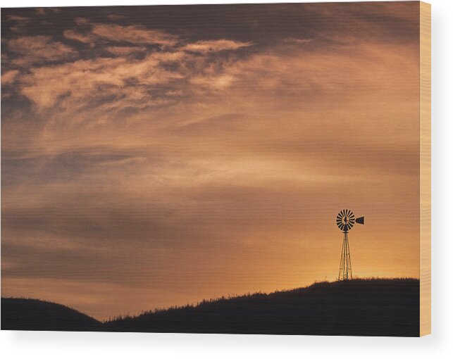 Outdoors Wood Print featuring the photograph The Silhouette Windmill by Doug Davidson