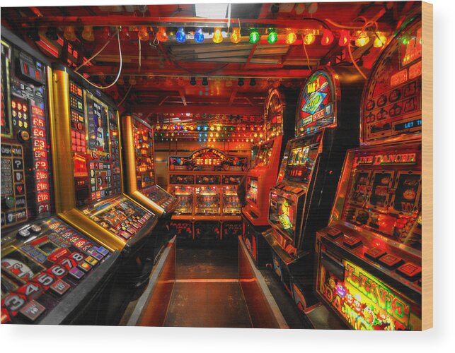  Yhun Suarez Wood Print featuring the photograph Slot Machines by Yhun Suarez