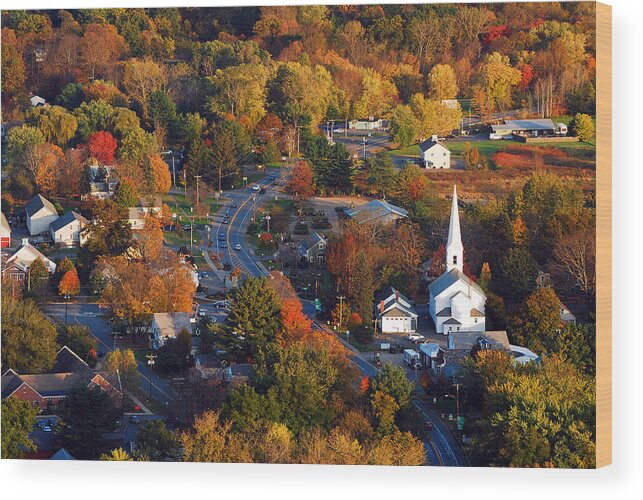 Small Wood Print featuring the photograph Small Town Aerial by James Kirkikis