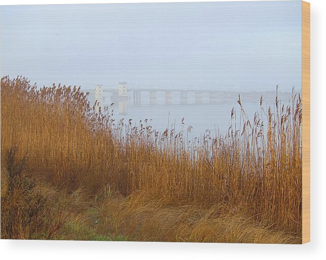 Reflection Wood Print featuring the photograph Smith Point Bridge 2 by Newwwman