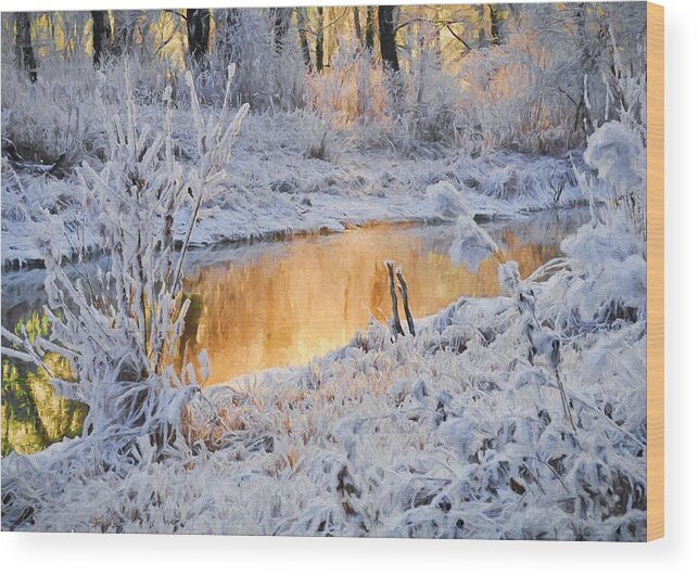 Landscape Wood Print featuring the digital art Snowy Sunset by Charmaine Zoe
