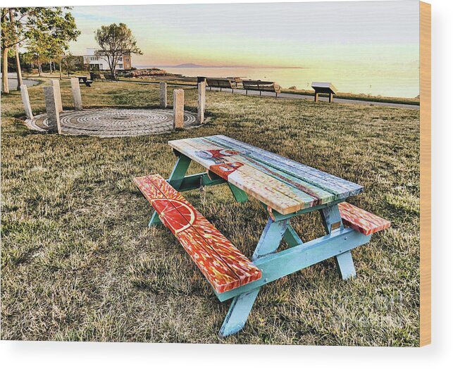 Solar Calendar Wood Print featuring the photograph Solar Calendar and Picnic Table by Janice Drew