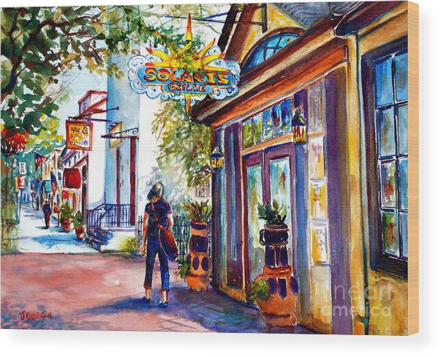 Landscape Wood Print featuring the painting Solaris Grille by Joyce Guariglia