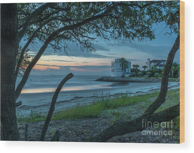 Round House Wood Print featuring the photograph Southern Sunrise over Breach Inlet by Dale Powell
