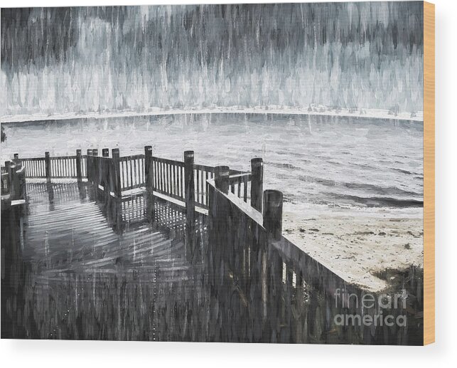 Bridge Wood Print featuring the photograph Spit in the rain by Jorgo Photography
