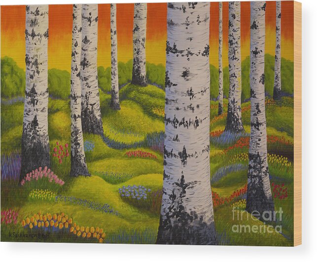 Art Wood Print featuring the painting Spring Forest by Veikko Suikkanen
