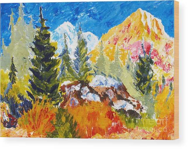 Springtime Wood Print featuring the painting Spring in the Rockies by Walt Brodis