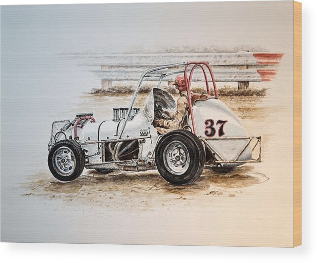 Race Tracks Wood Print featuring the painting Sprint N Dirt by Traci Goebel