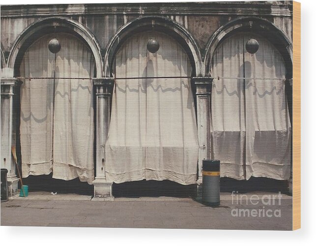Arches Drapery Venice Italy Wood Print featuring the photograph St. Mark's Square Venice 1-1 by J Doyne Miller