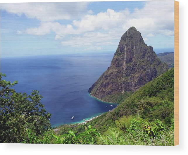 Piton Wood Print featuring the photograph Stairway to Heaven View, Pitons, St. Lucia by Kurt Van Wagner