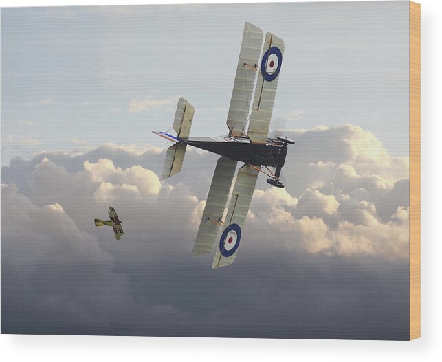 Aircraft Wood Print featuring the digital art Stalked - SE5 and Albatros Dlll by Pat Speirs