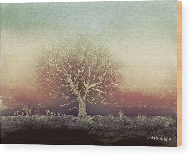 Tree Wood Print featuring the digital art Standing Proud by Arline Wagner