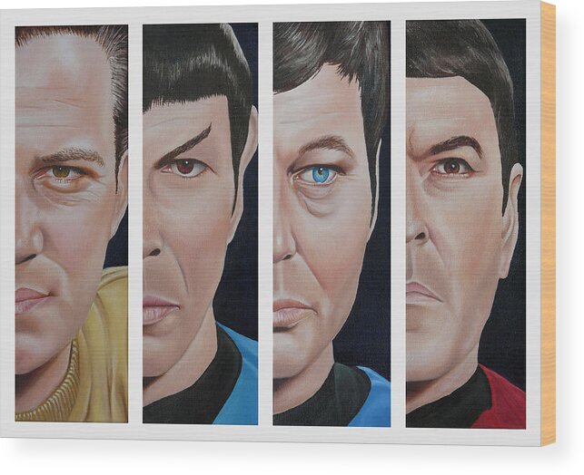 Star Trek Wood Print featuring the painting Star Trek Set One by Vic Ritchey