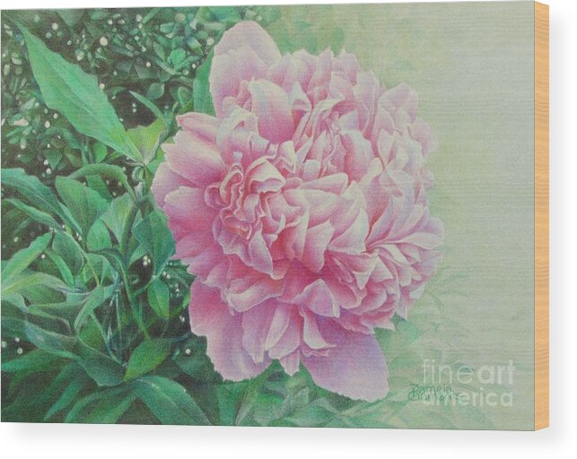 Flowers Wood Print featuring the painting State Treasure by Pamela Clements