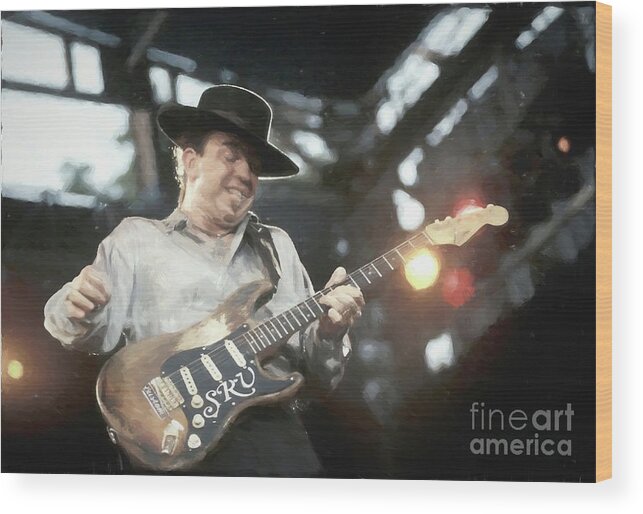 Guitar Wood Print featuring the photograph Stevie Ray Vaughan by Concert Photos