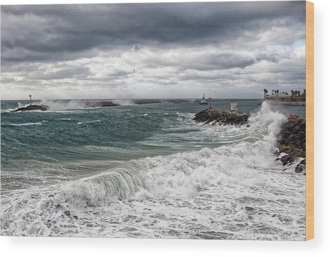 Storm Wood Print featuring the photograph Stormy Day on Redondo by Michael Hope