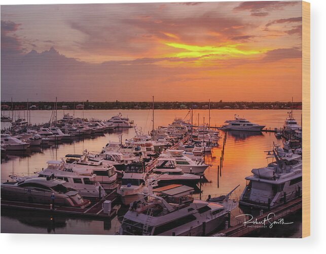 Boat Wood Print featuring the photograph Stuart Sunset by Rob Smith's