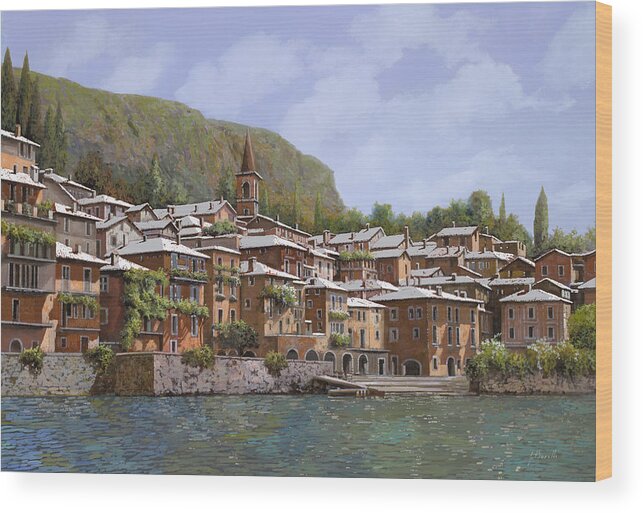 Lake Como Wood Print featuring the painting Sul Lago di Como by Guido Borelli