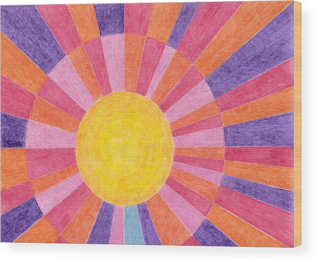 Sun Wood Print featuring the drawing Sun Burst 2 by Eric Forster
