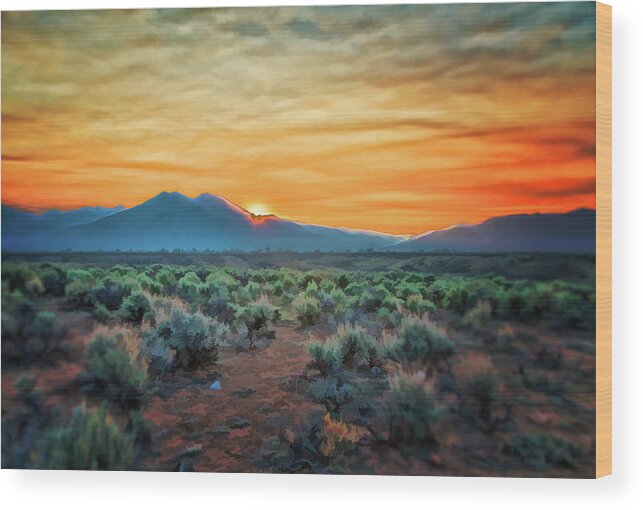  Santa Wood Print featuring the digital art Sunrise over Taos II by Charles Muhle