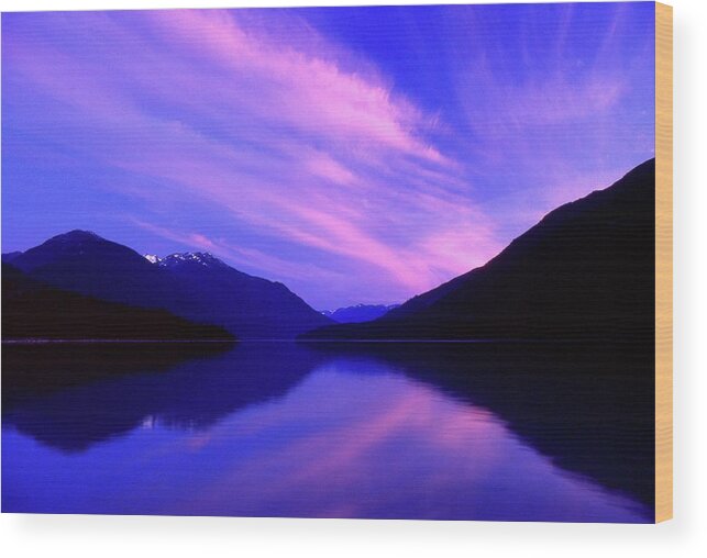 Abstract Wood Print featuring the photograph Sunset At Lillooet Lake by Lyle Crump