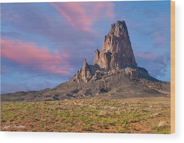 Arid Climate Wood Print featuring the photograph Sunset on Agathla Peak by Jeff Goulden