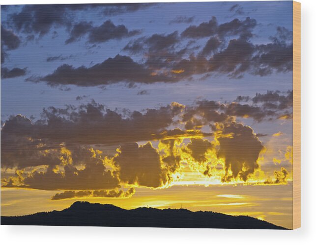 Fort Collins Wood Print featuring the photograph Sunset over Horsetooth Rock by Harry Strharsky