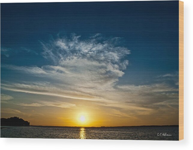 Sunset Wood Print featuring the photograph Sunset Over Lake Eustis by Christopher Holmes