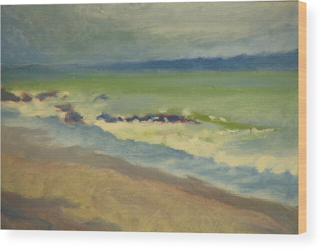 Ocean Wood Print featuring the painting Surf by Robert Bissett