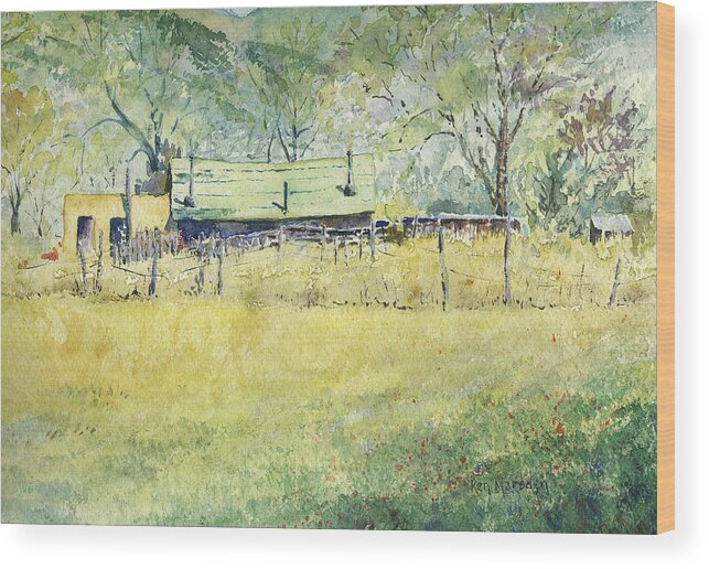 Taos Wood Print featuring the painting Taos Ranch by Ken Marsden