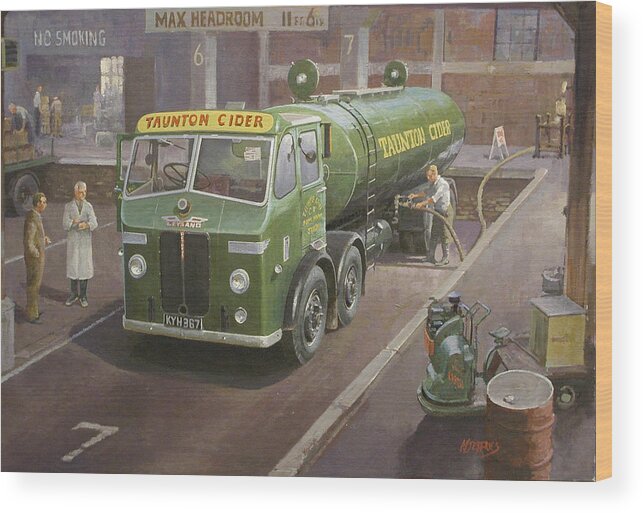 Lorry Wood Print featuring the painting Taunton cider Octopus. by Mike Jeffries