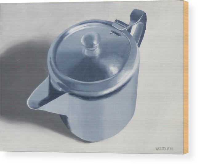Tea Wood Print featuring the painting Teapot Still Life Oil Painting by Mark Webster