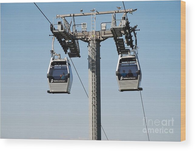 Teleferic Wood Print featuring the photograph Teleferic cable cars in Barcelona by David Fowler