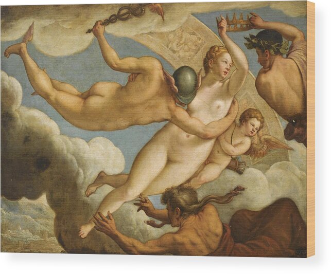 Paolo Fiammingo Wood Print featuring the painting The Ascension of Virtue by Paolo Fiammingo